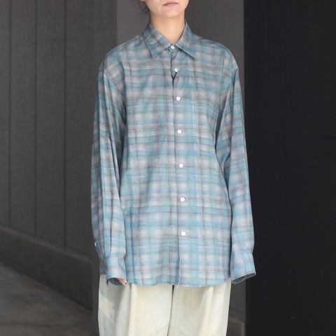 【残り一点】Printed Plaid Cotton Twill Shirt