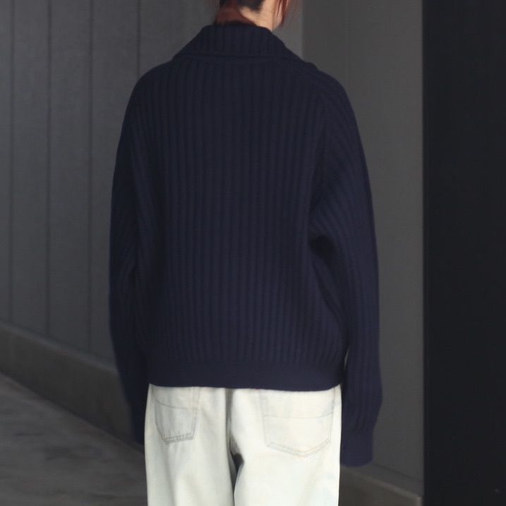【残り一点】Wide Rib Highneck Zip Cardigan