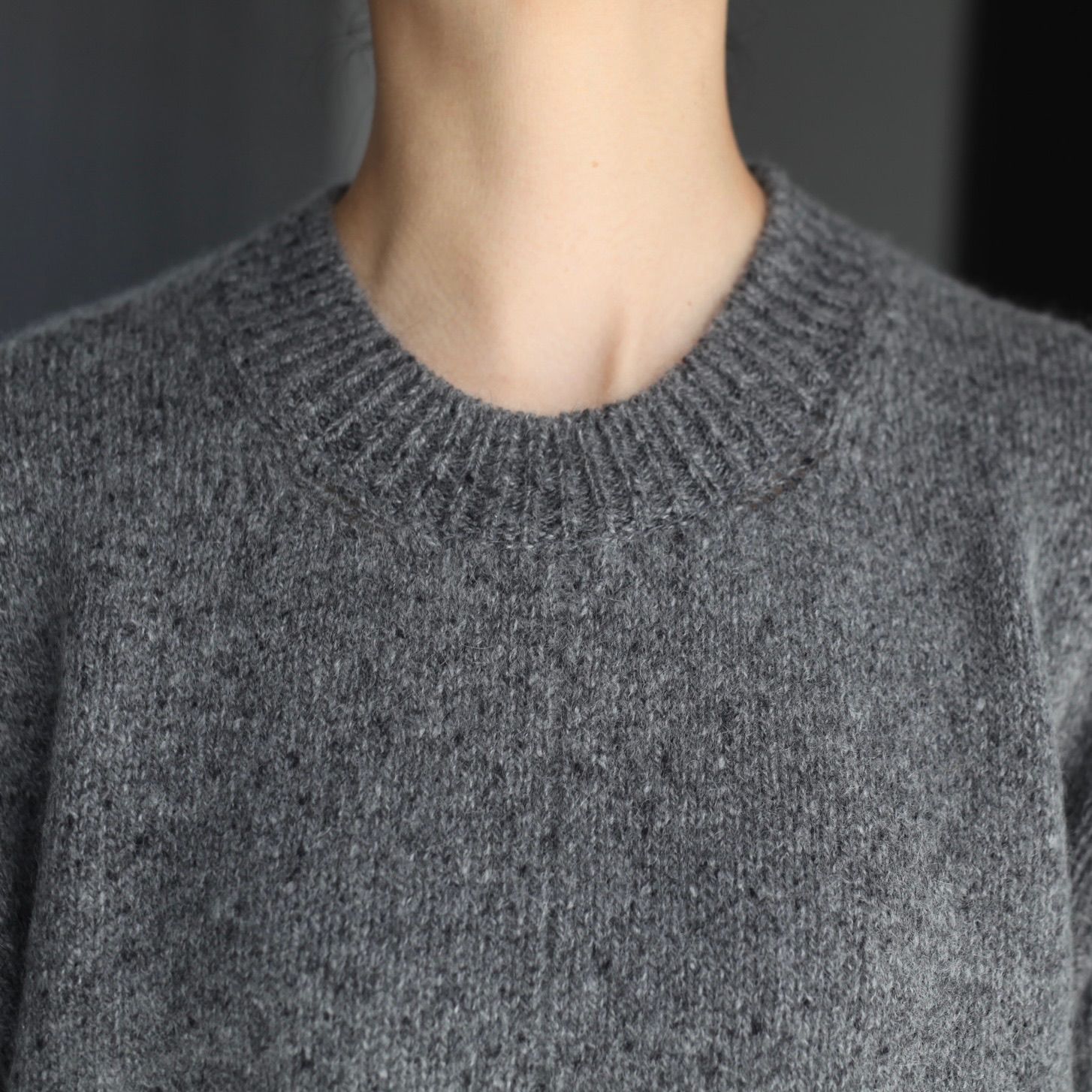 【残り一点】Cashmere/Sable Tweed Knit Crew Neck LS