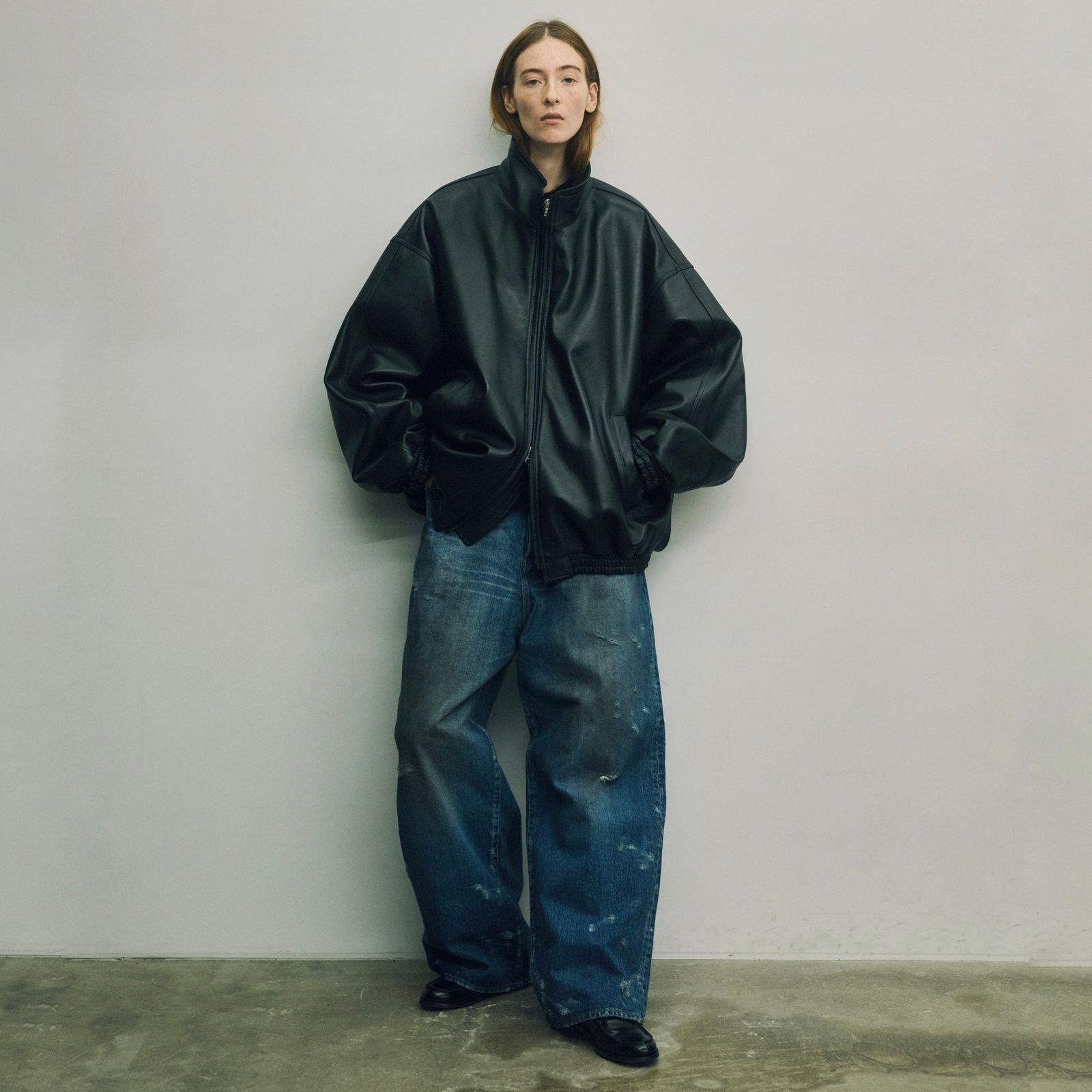 【残りわずか】Sheep Leather Stand Collar Jacket