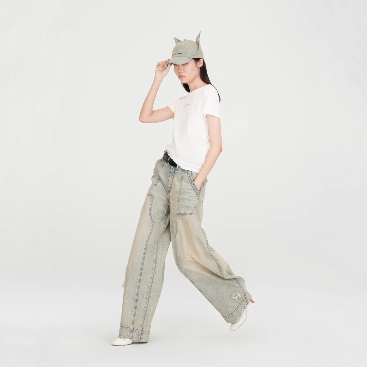 【残り一点】Washed Denim Deconstructed Cargo Jeans