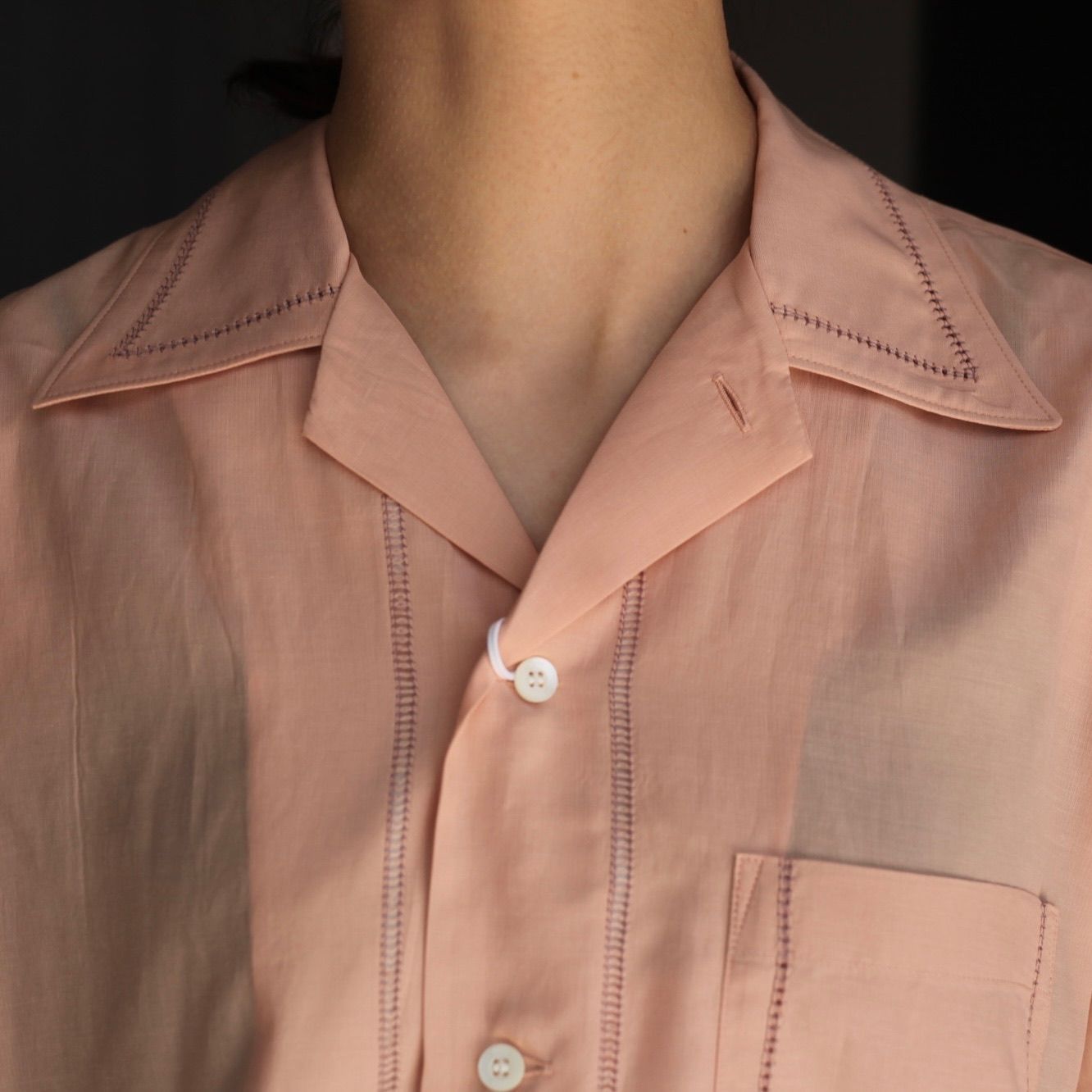 【残り一点】Embroidery Open Collar Shirt