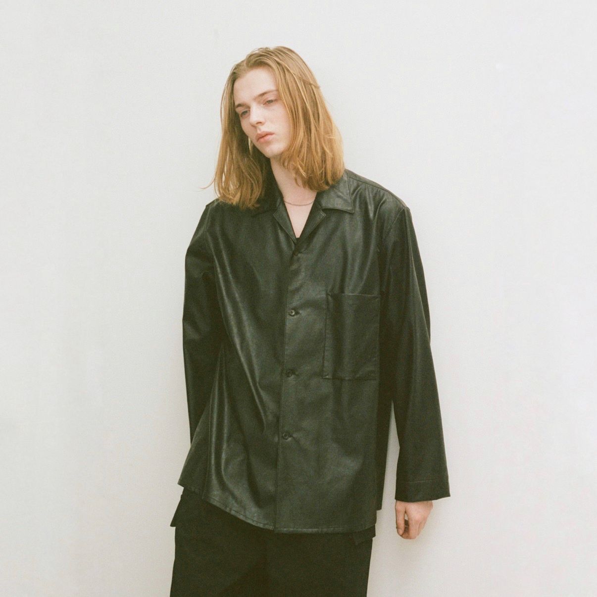 【残り一点】Shadow Black Open Collar Shirt