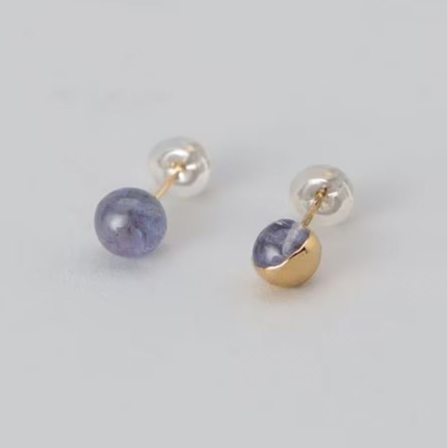 【お取り寄せ注文可能】Rough Stone Blue Zoisite Earrings(両耳用）