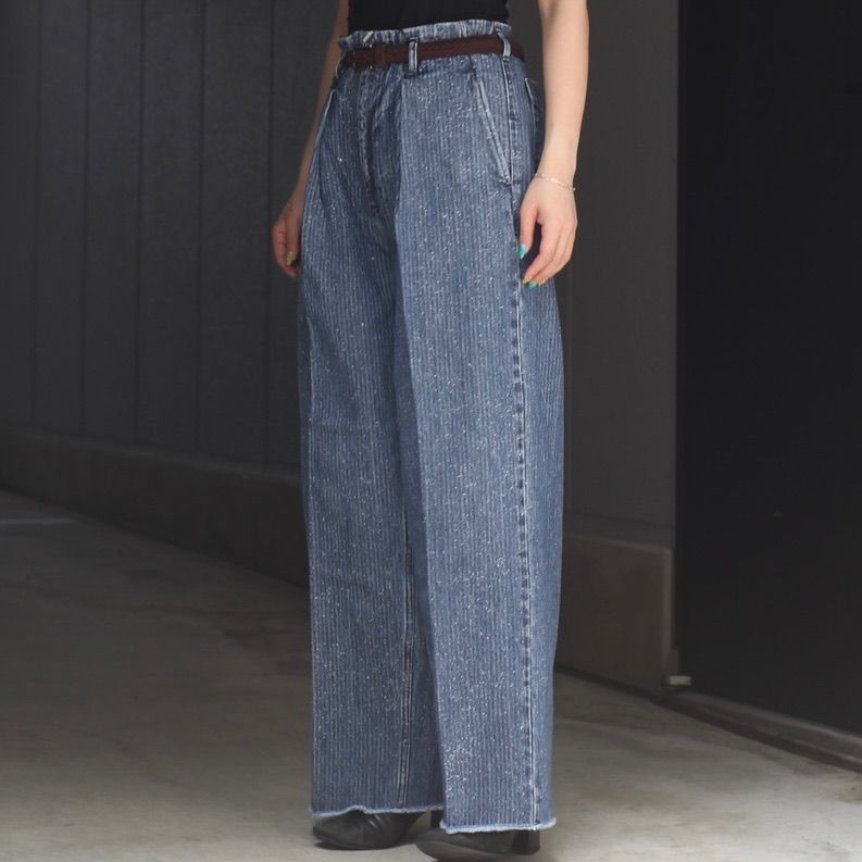 【残り一点】Tuck Baggy Type2(STRIPE DENIM SPLASH VINTAGE WASH)