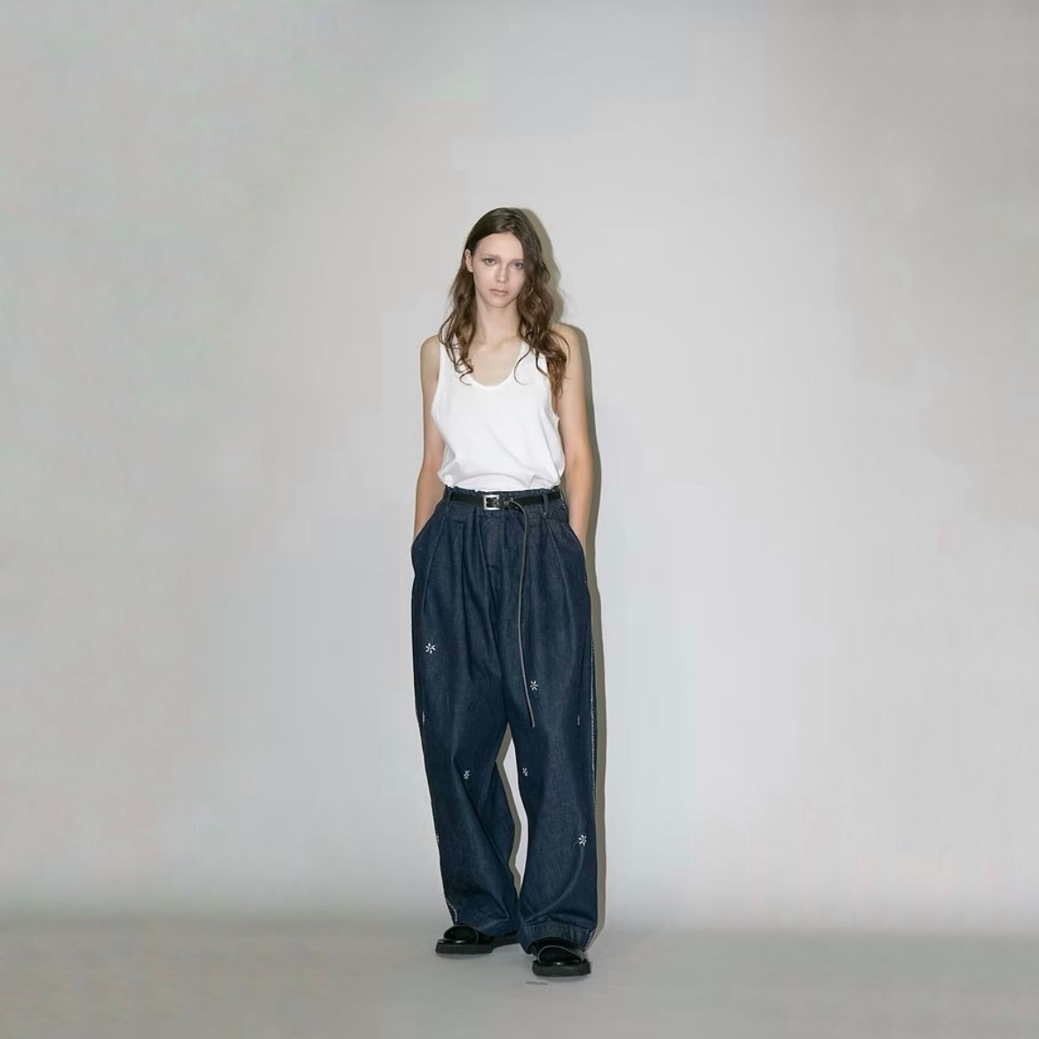 【残り一点】12.5OZワイドデニムパンツ(PRINTED_ONE WASH)