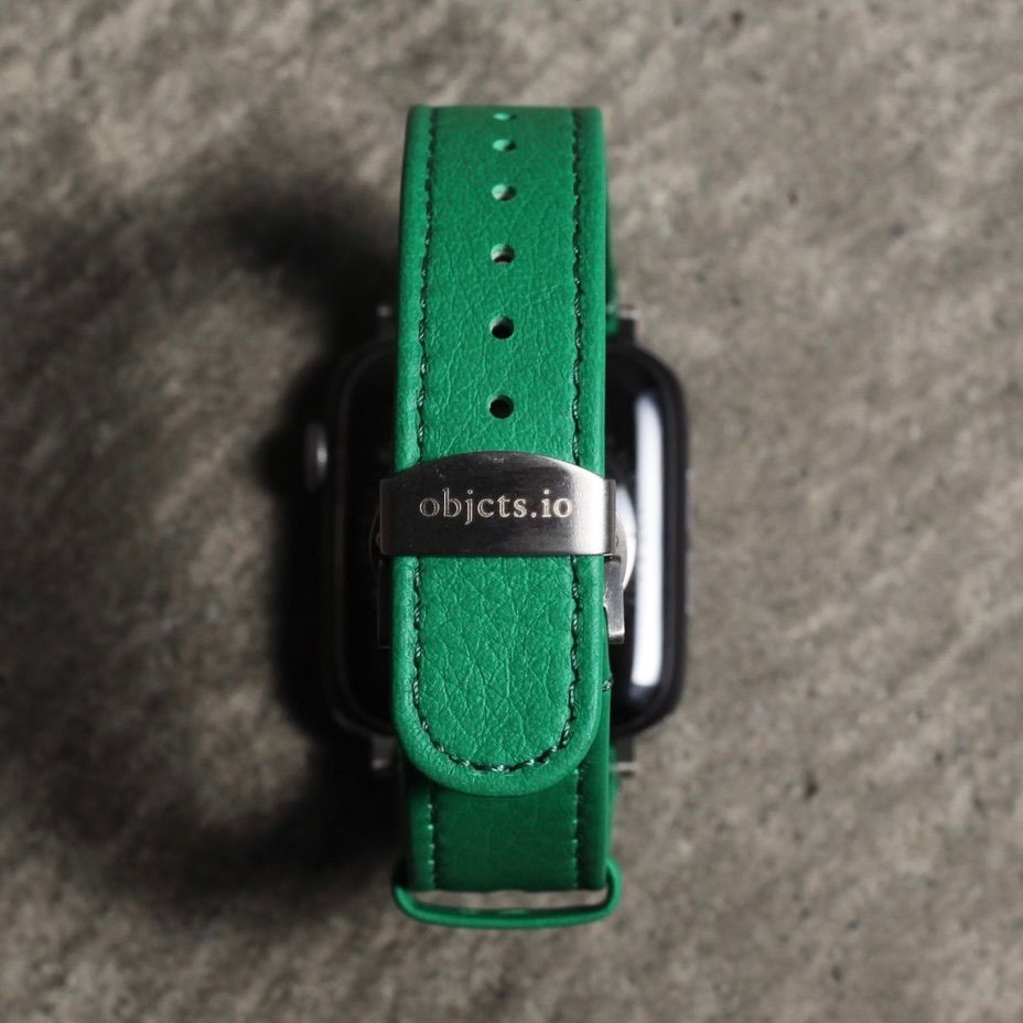 【残り一点】レザーハイブリッドバンドDバックル for Apple Watch(JOLLY GREEN)