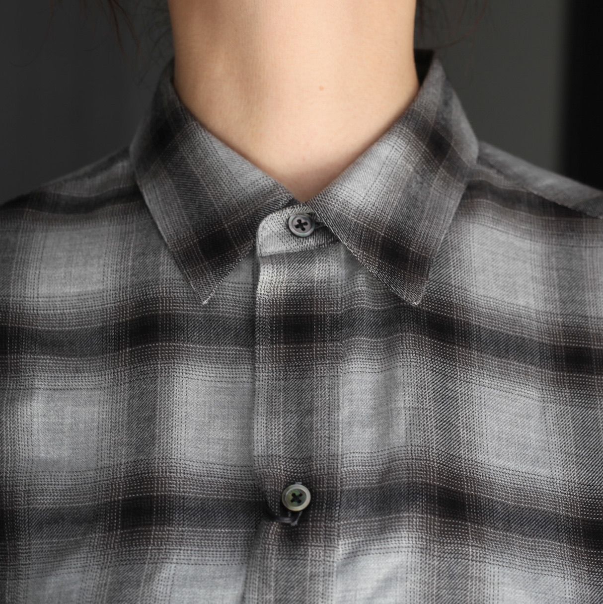 【残りわずか】Rayon/Lyocell Check Oversized Pullover Shirt