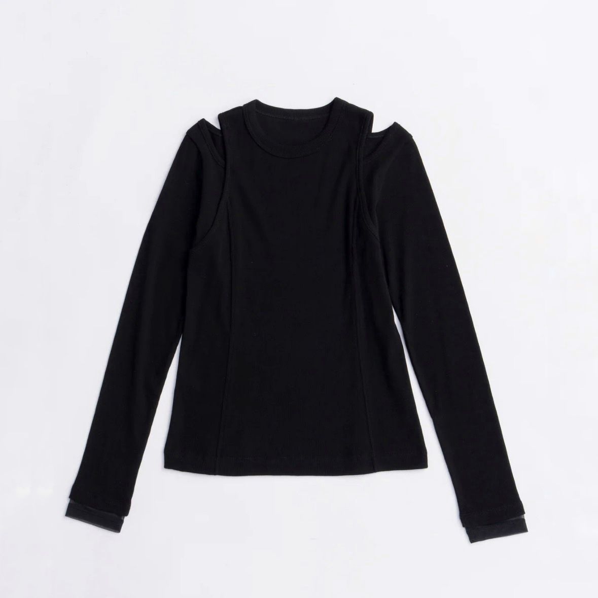 【残り一点】Shoulder Slit Rib Top