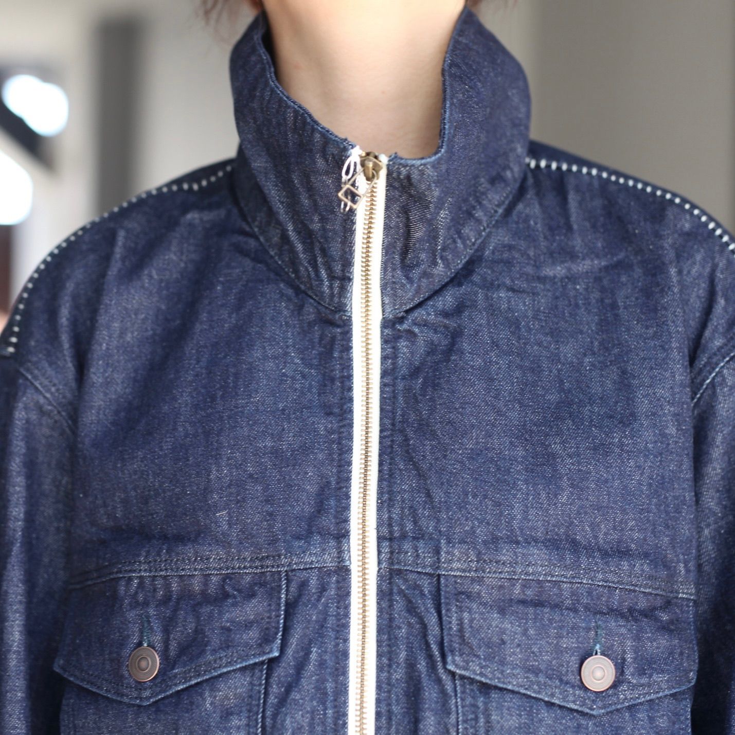 【残り一点】12.5OZデニムブルゾン(ONE WASH)