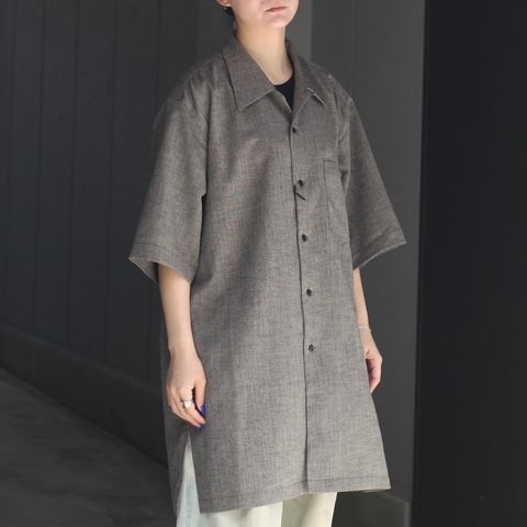 【残り一点】ポケットオープンカラーシャツ(POLYESTER/RAYON)