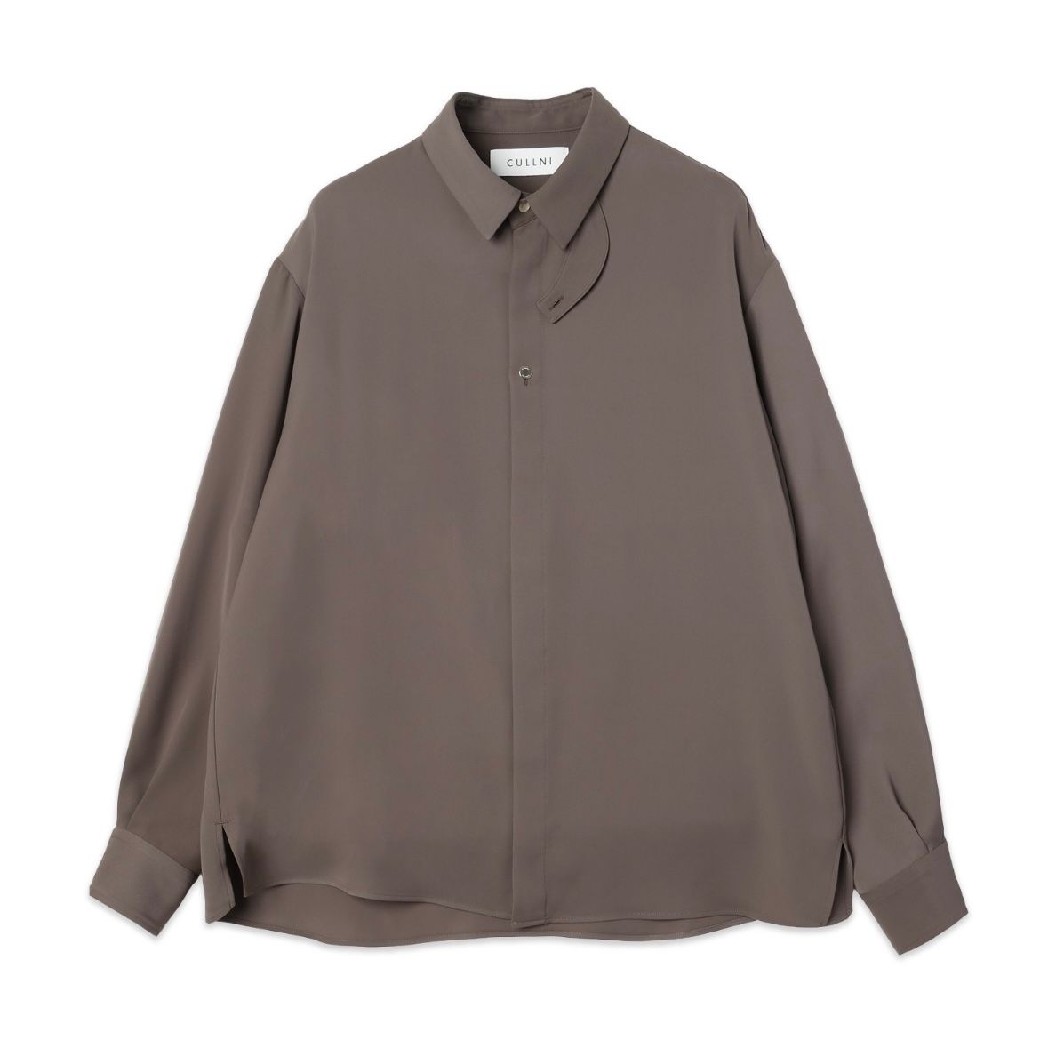 【残り一点】Double Satin Minimal Chin Tab Long Sleeve Shirt