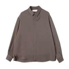 【残り一点】Double Satin Minimal Chin Tab Long Sleeve Shirt