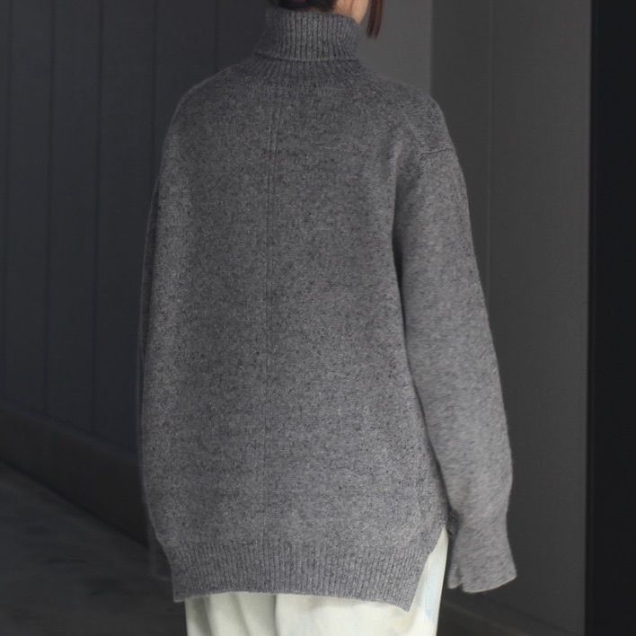 【残り一点】Cashmere/Sable Tweed Knit Turtle Neck LS