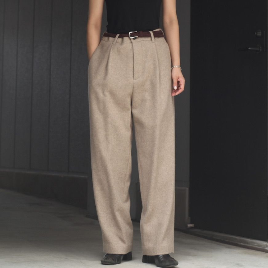 ATON Washed Cashmere Wide Tapered Pants | belspartner.com