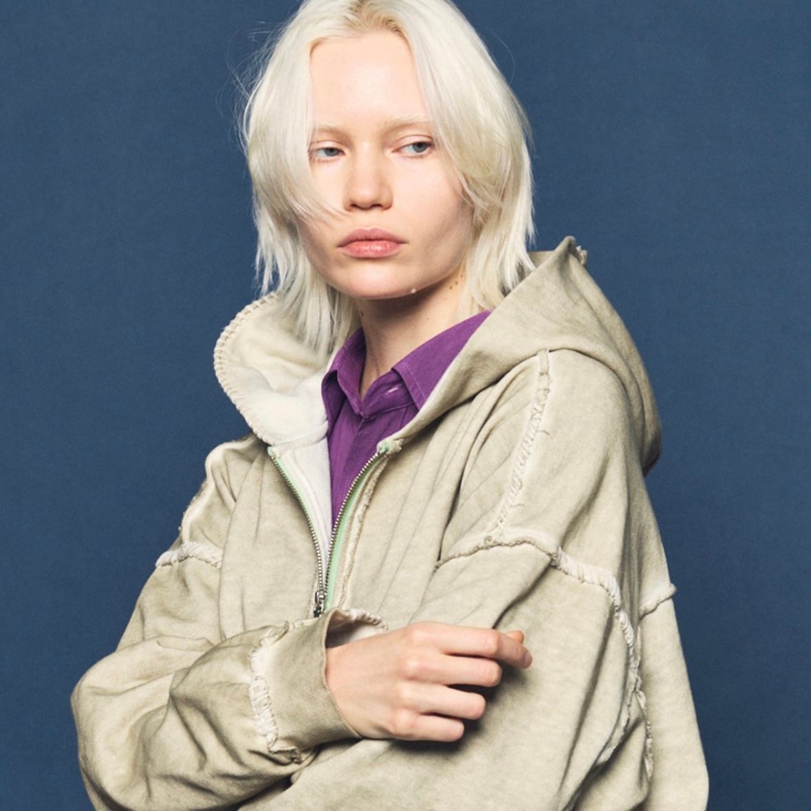 【残り一点】Over-Dye Embroidery Prime-Over Sweat Zip Hoodie