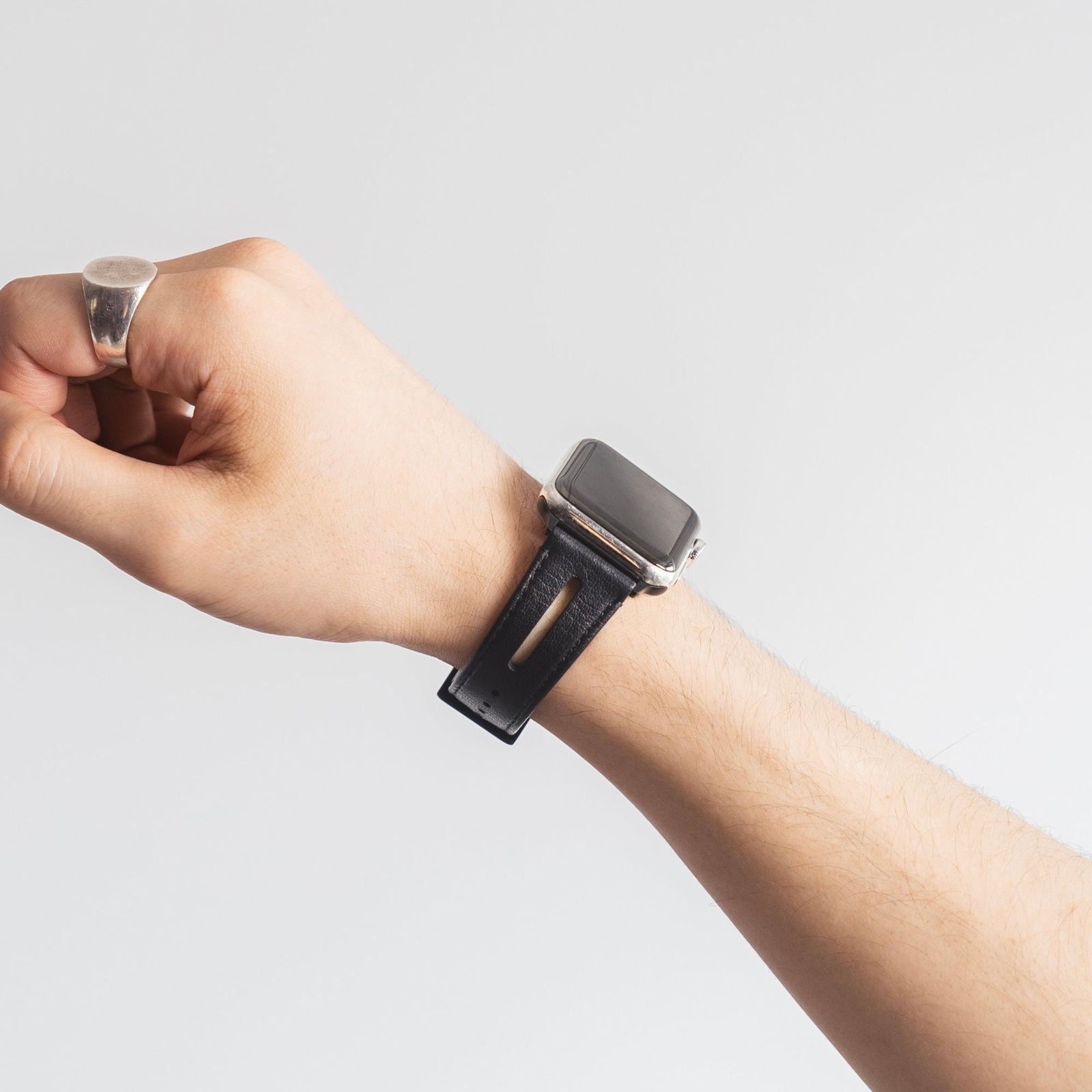 【残り一点】レザーハイブリッドバンド for Apple Watch(BLACK)