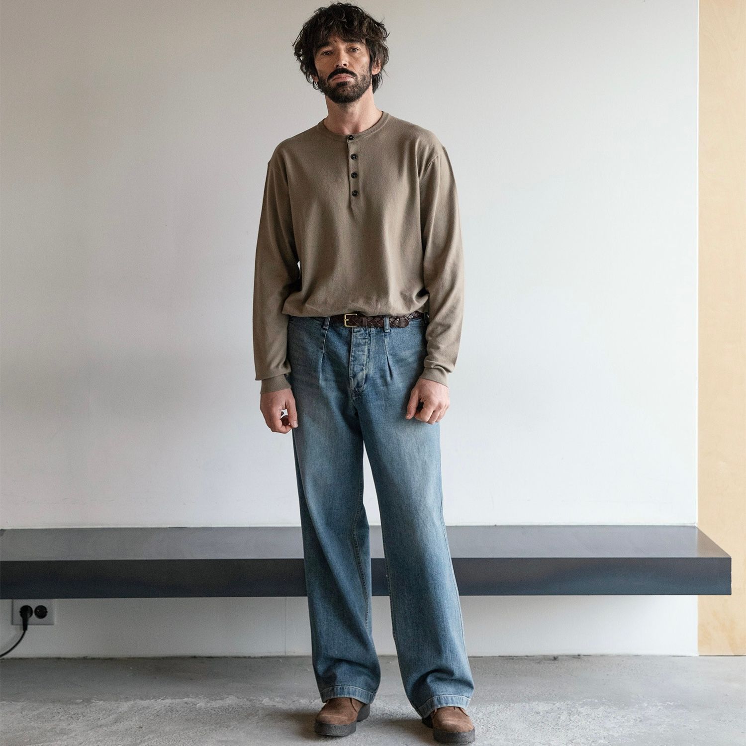 【残り一点】Narrow Leather Mesh Belt