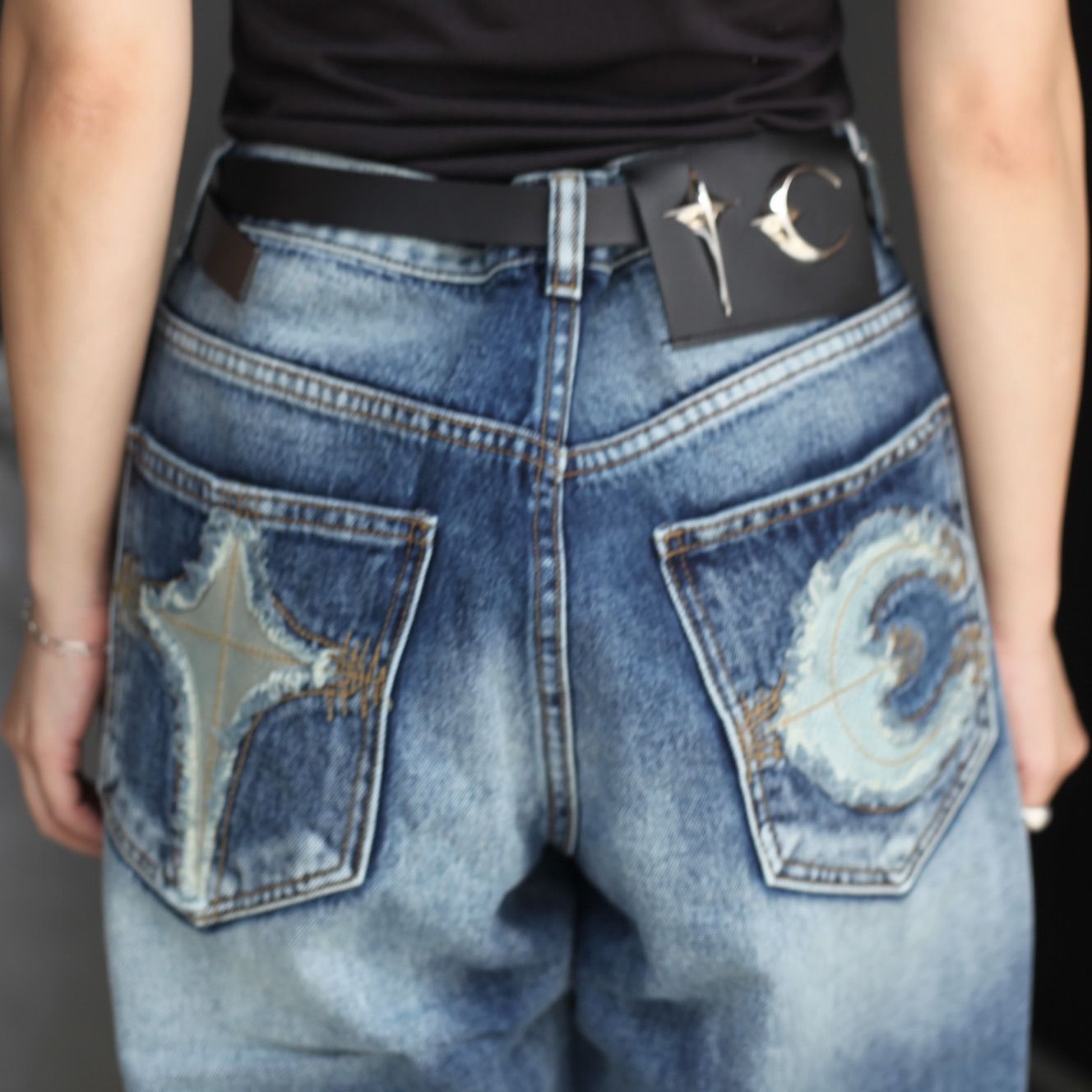 【残り一点】TC Bone Leather Denim Pants