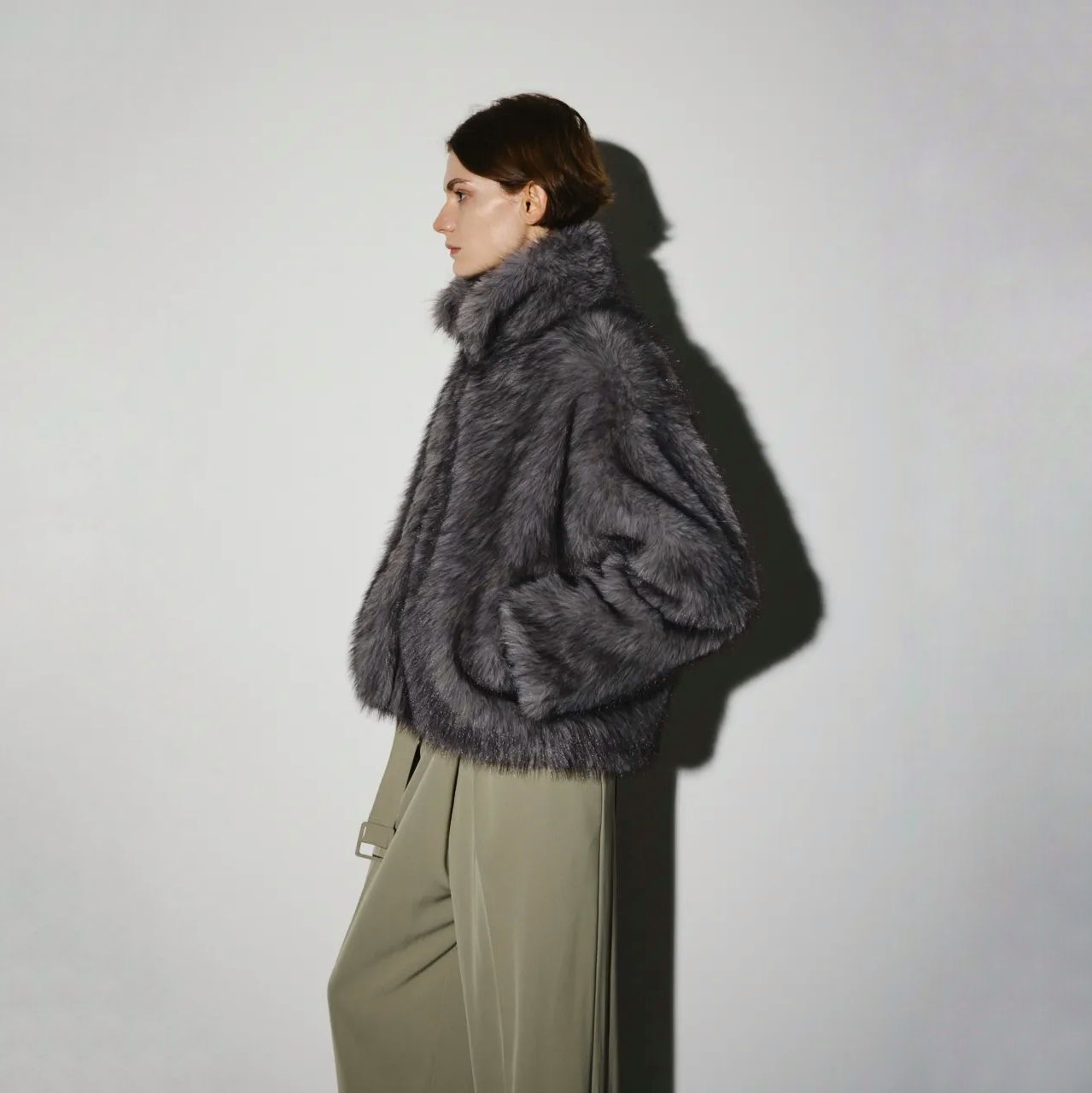【残り一点】High Collar Faux Fur Jacket