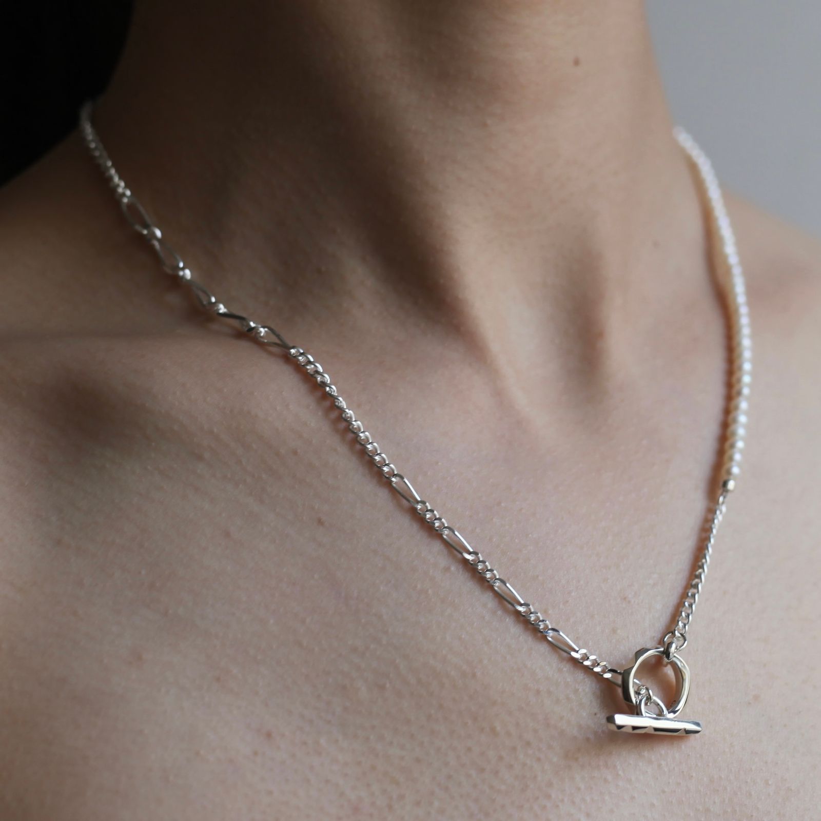 【お取り寄せ注文可能】Clash Mix Chain Necklace(WHITE)