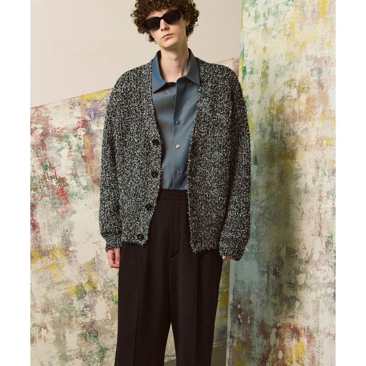 【残り一点】Mix Color Fancy Yarn Prime-Over Knit Cardigan