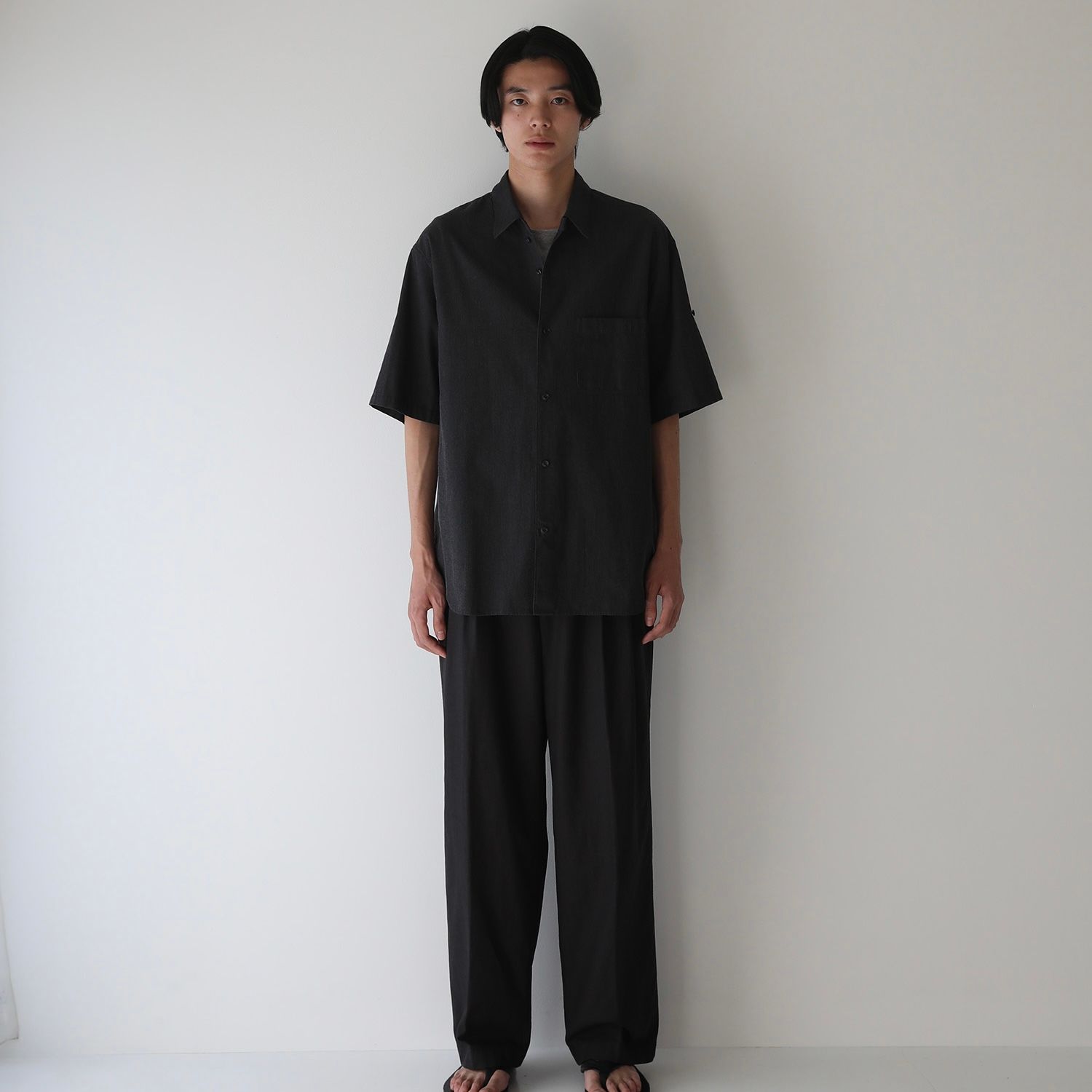 【残り一点】Pique Chambray Roll-Up Shirt
