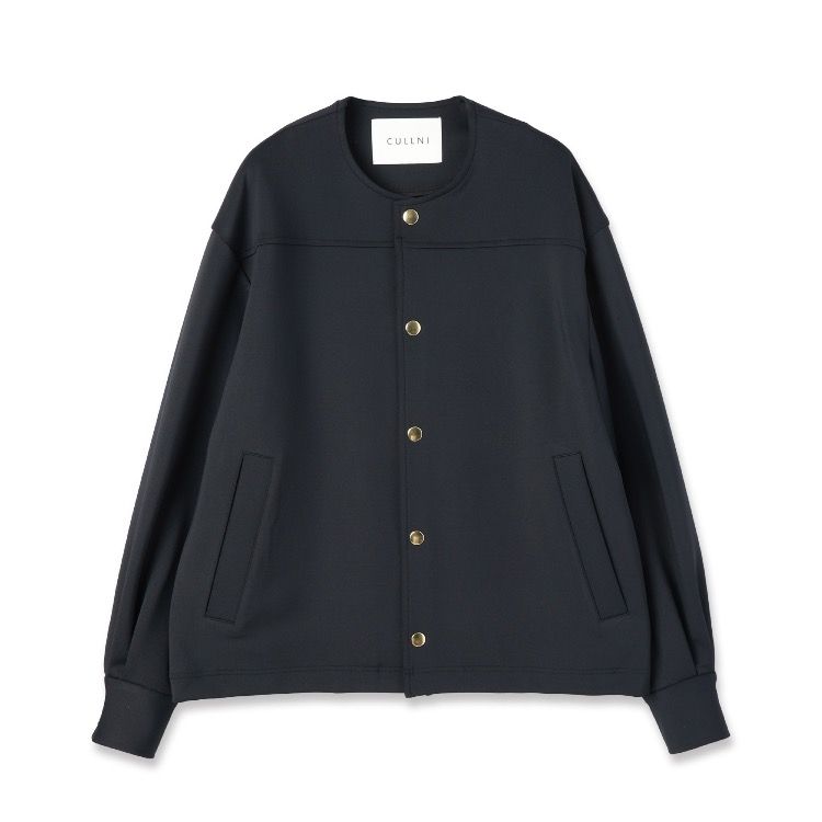 CULLNI - 【残り一点】Double Cloth Collarless Dot Button