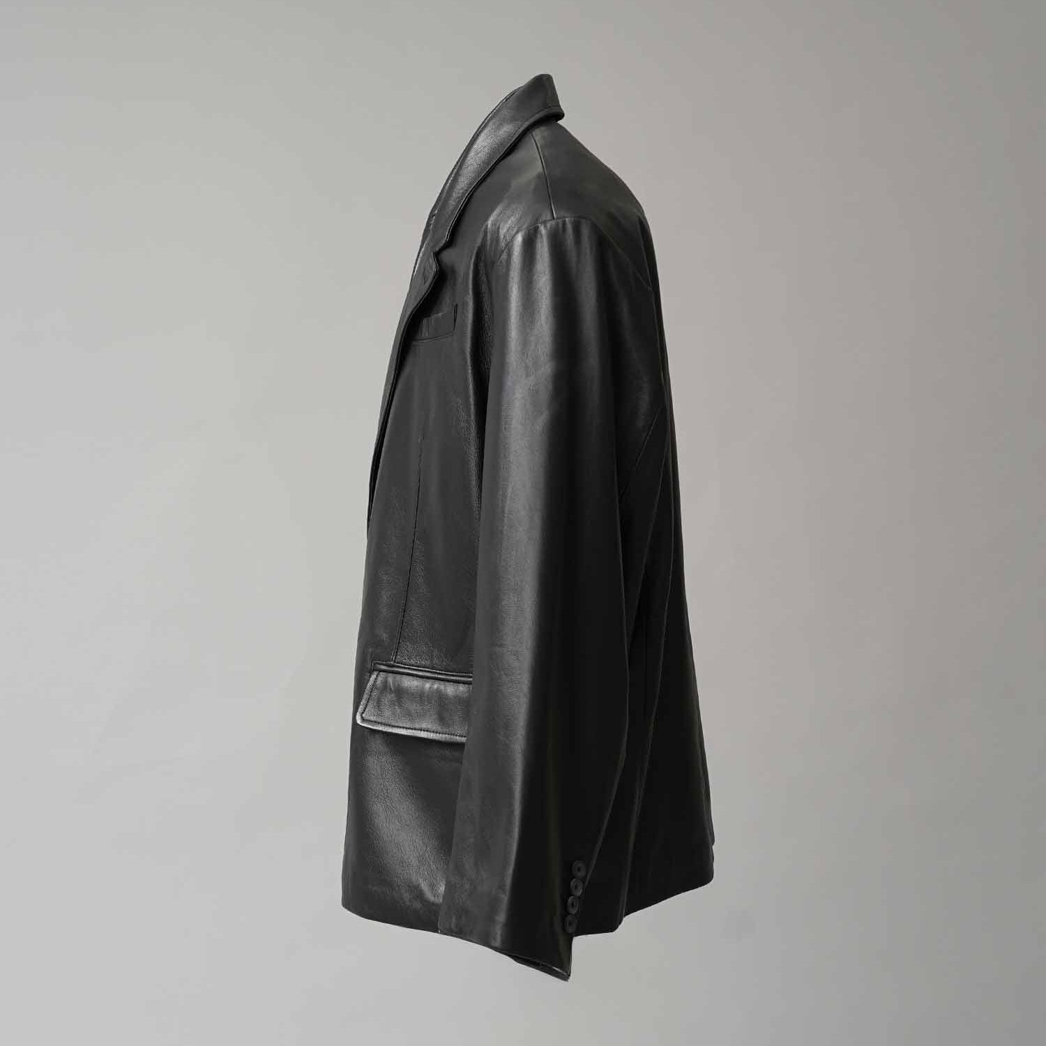 【残り一点】Sheep Leather Peaked Lapel Semi-Double Tailored Jacket