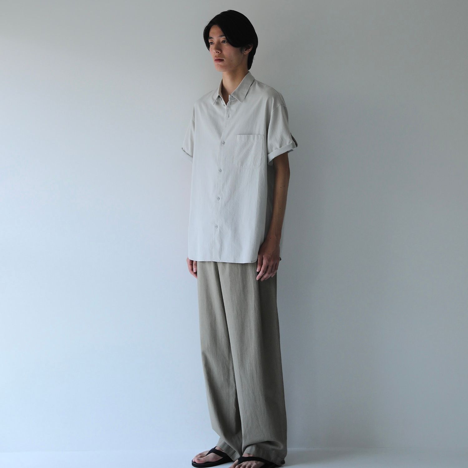 【残り一点】Pique Chambray Roll-Up Shirt