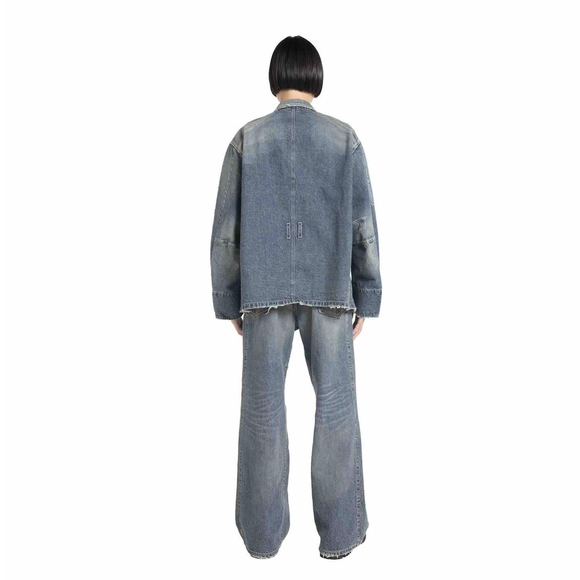 【残り一点】"TATTOO" Laser Printed Draiping Denim JKT