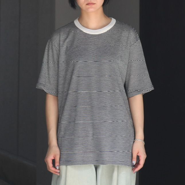 【残り一点】Striped Wool Oversized Short Sleeve Tee