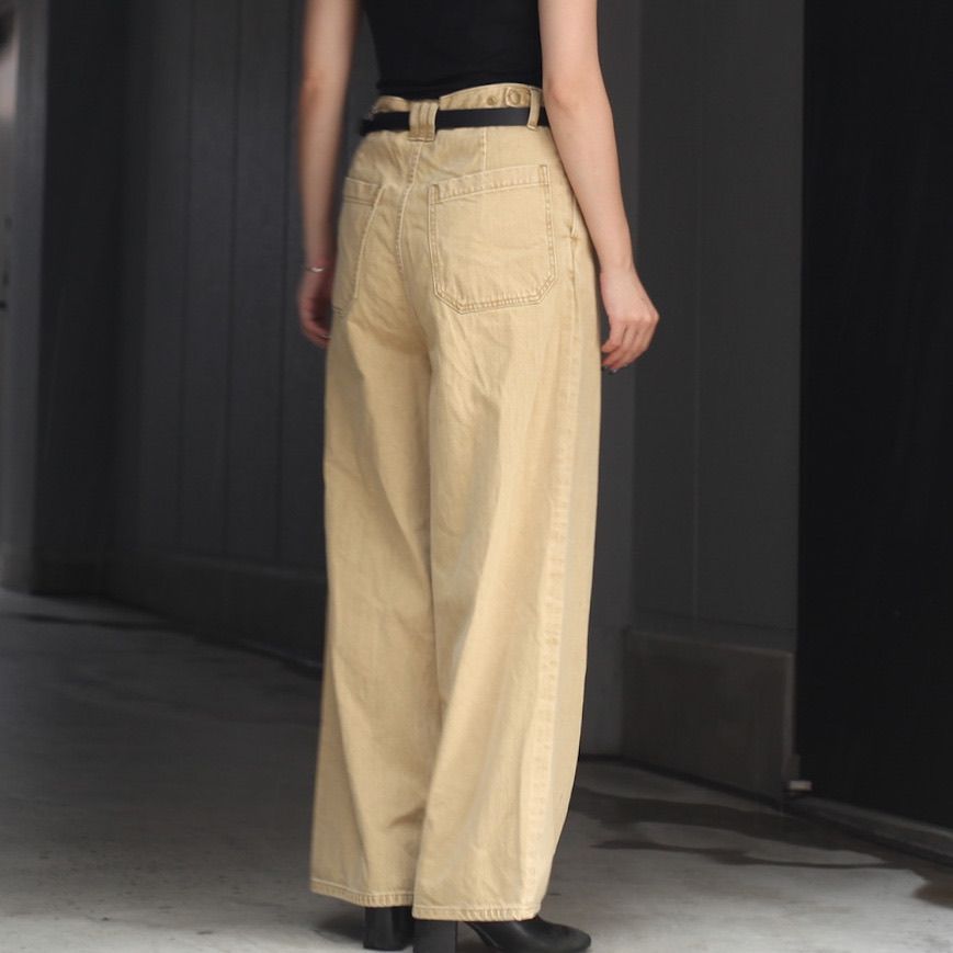 【残り一点】Vintaged Wash Denim 3pleated Wide-Leg Trousers