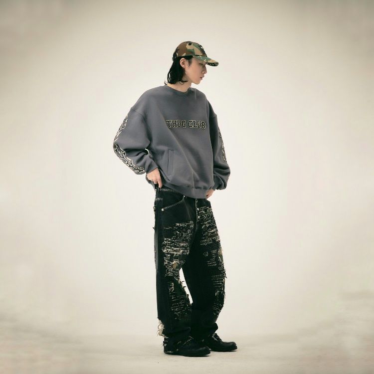 【残り一点】Leather Flame Sweatshirt