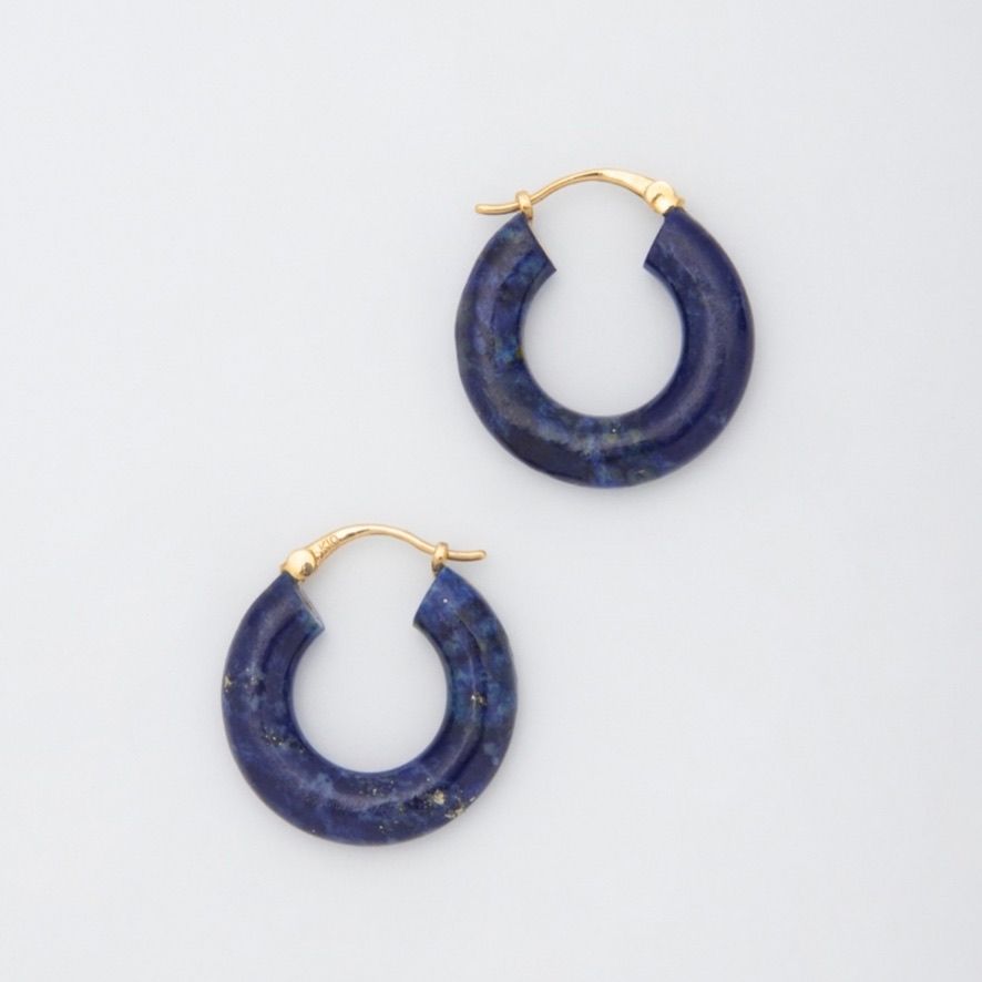 【お取り寄せ注文可能】Stone Hoop Lapis-Lazuri(両耳用）