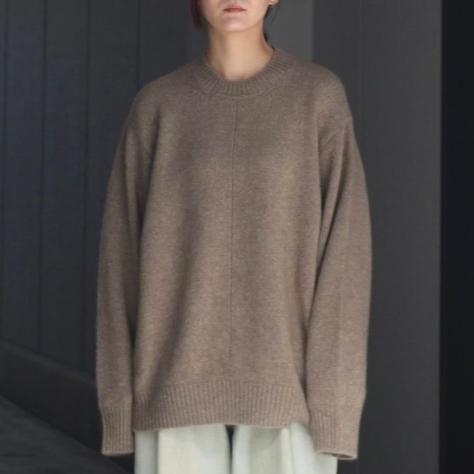 【残り一点】Cashmere/Sable Tweed Knit Crew Neck LS