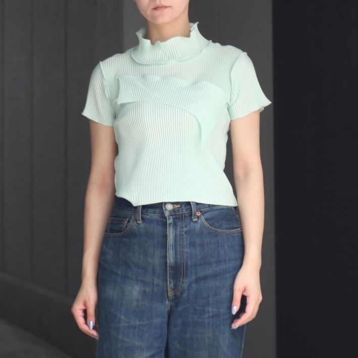 【残り一点】Todo Tiny Wave Top Short Sleeve High Neck