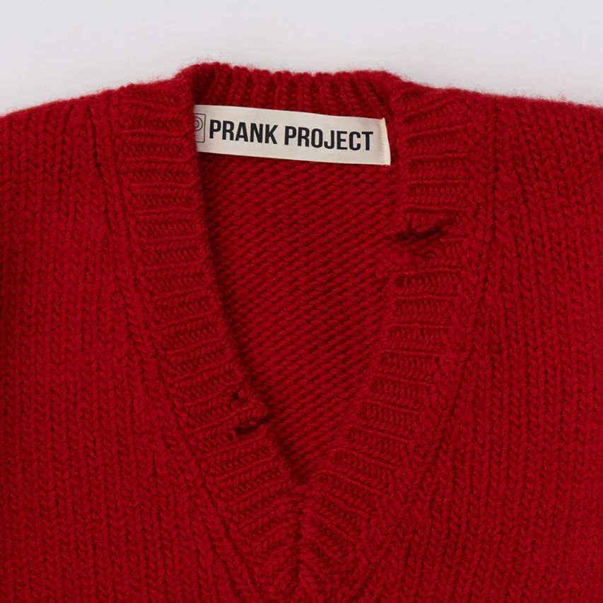 超大特価 PRANK PROJECT（プランクプロジェクト）の「モヘアダメージニット PRANK PROJECT  PROJECT（プランクプロジェクト）の「ダメージニットプル 赤ダメージニット PRANK トップス