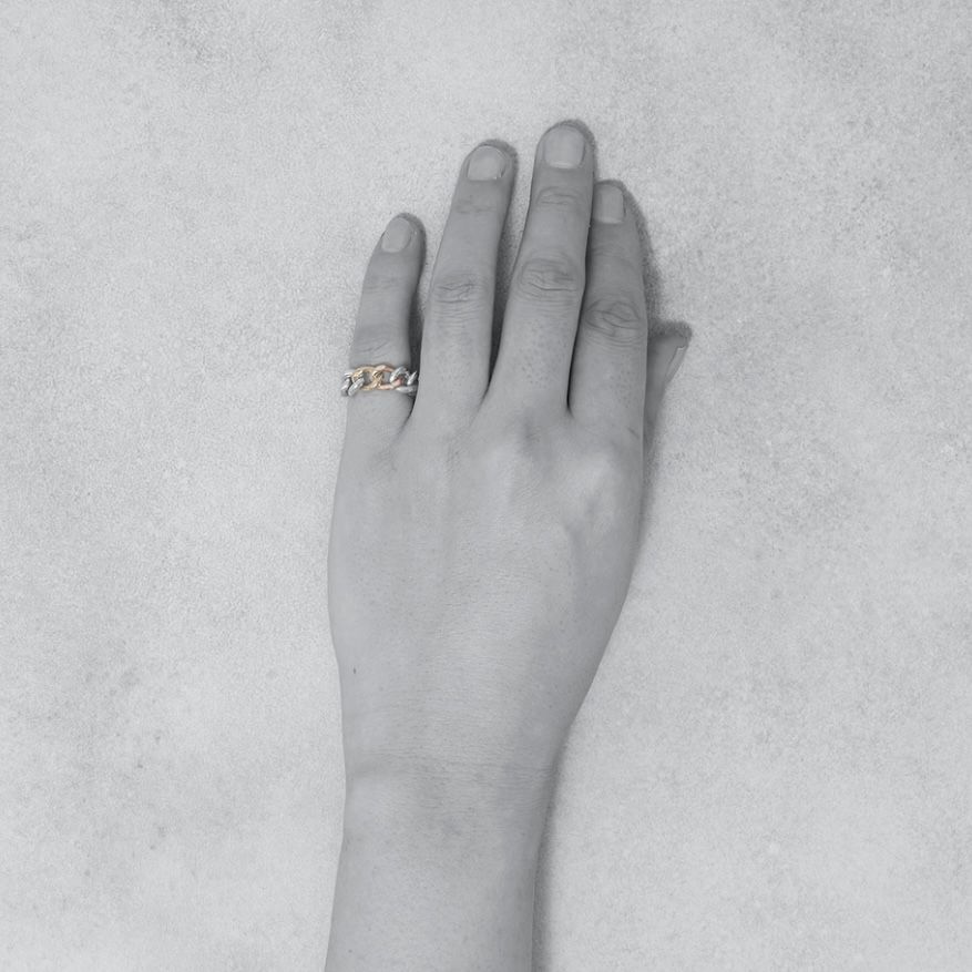 【お取り寄せ注文可能】Curb Chain ID Ring(10K GOLD×WHITE)