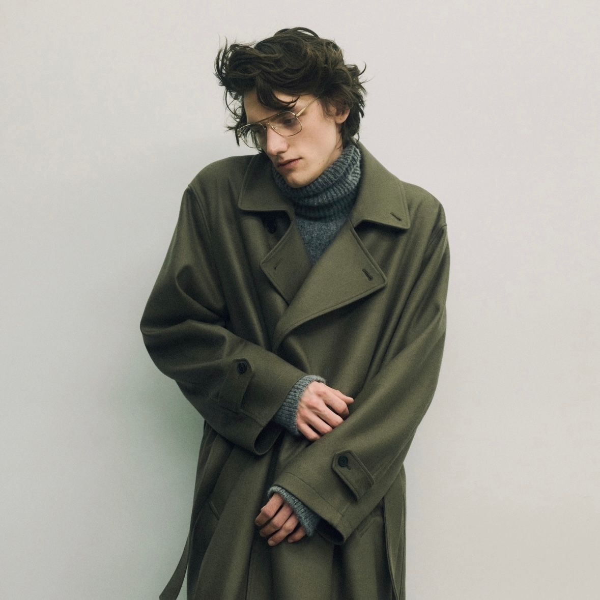 【残り一点】Cashmere/Sable Tweed Knit Turtle Neck LS