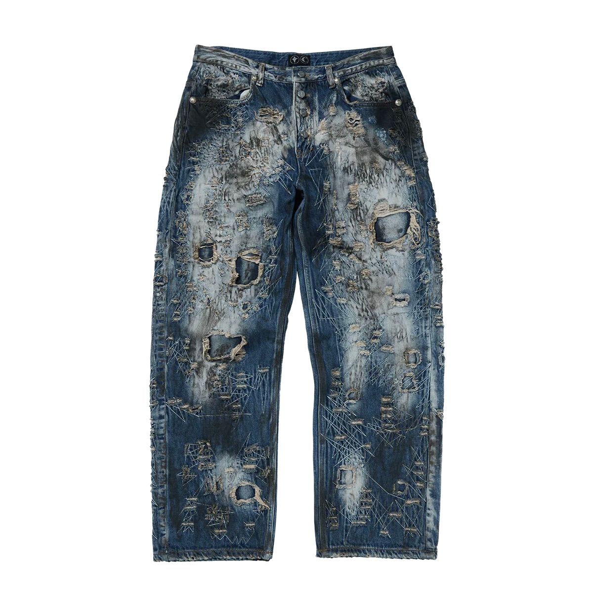 【残り一点】Hard-Washed Damaged Denim Pants