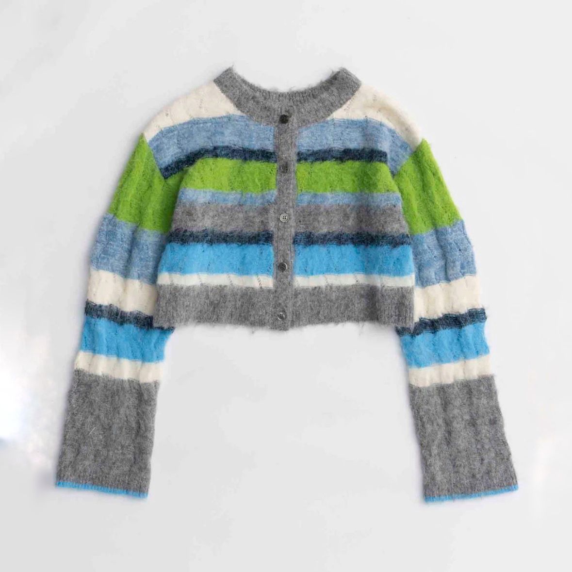 【残り一点】2way Neck Multi Border Knit Tops