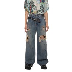 【残り一点】"D"Buckle "80Year" Super Wide Denim Pants