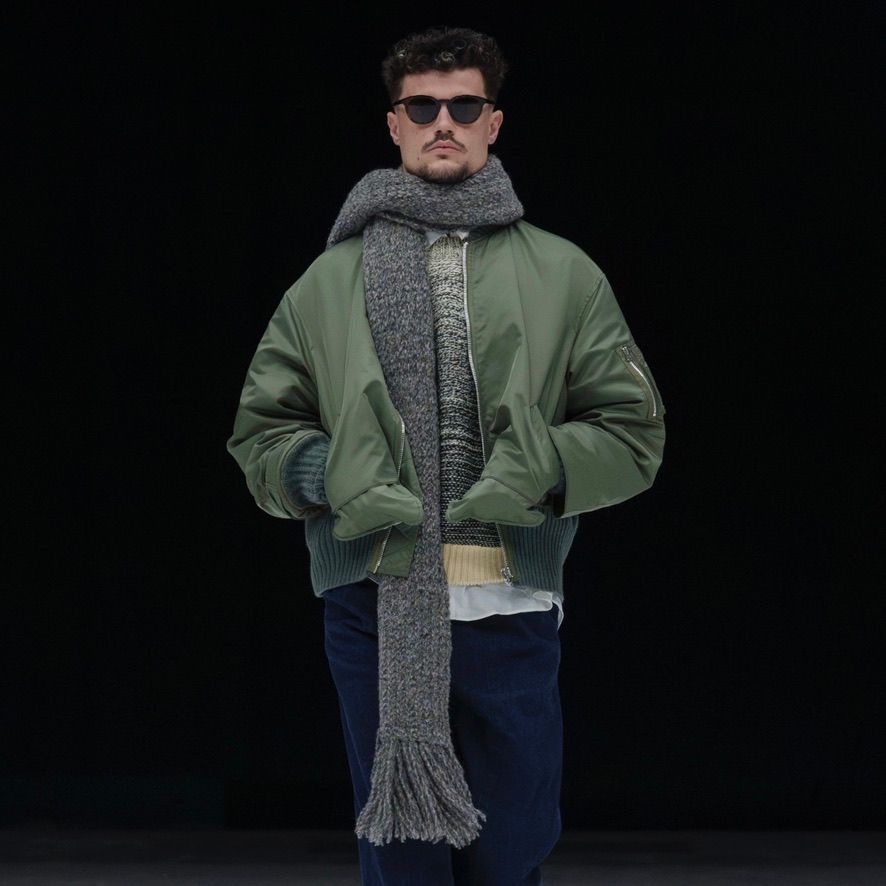 【残り一点】Connected Rib Knit Flight Jacket