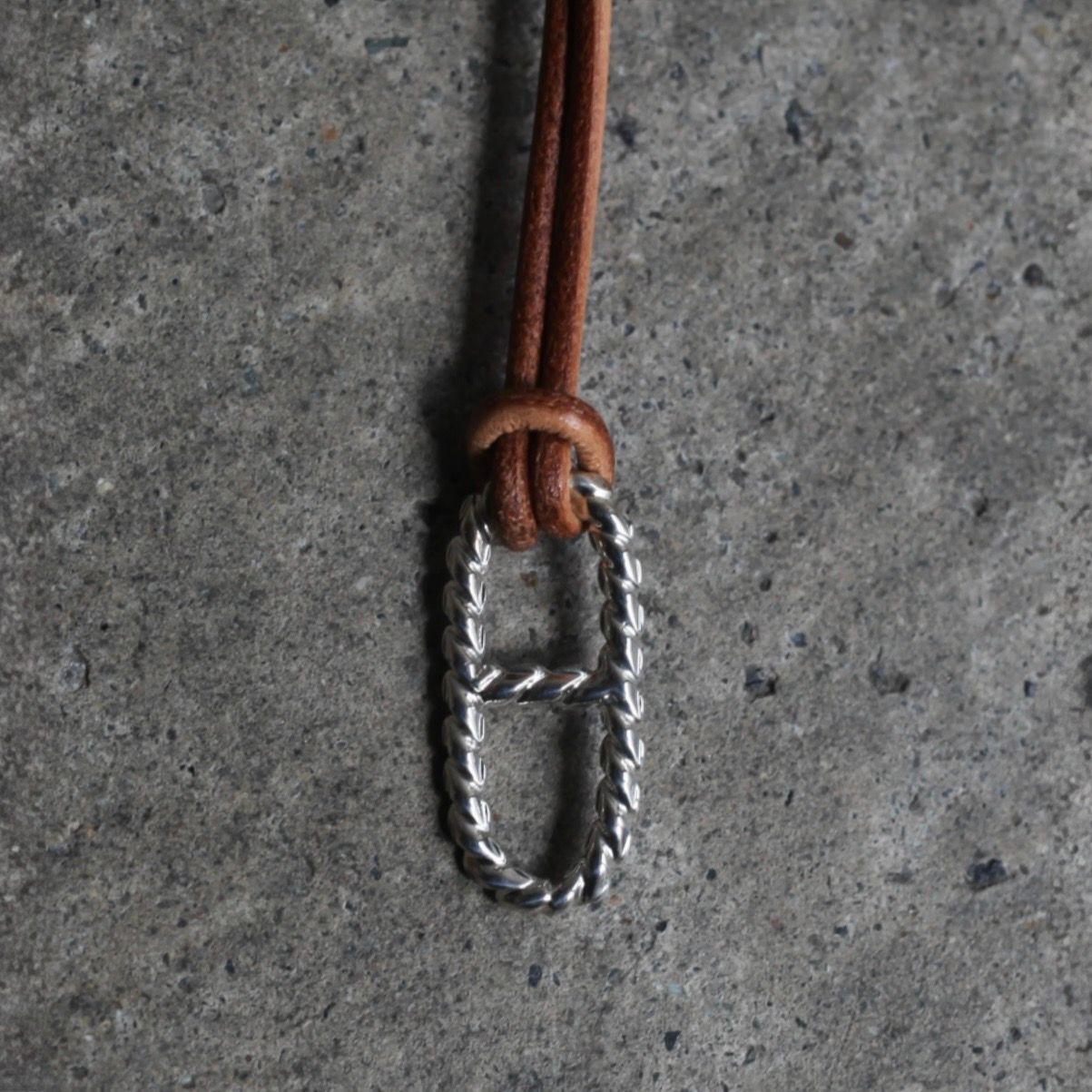 【残り一点】Twist Anchor Leather Necklace(BROWN LEATHER×SILVER)