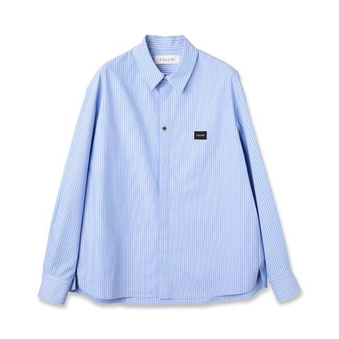 【残り一点】Stripe Front Fly Embroidery Patch Shirt