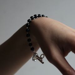【お取り寄せ注文可能】Stone Ball Chain Bracelet(BLACK)