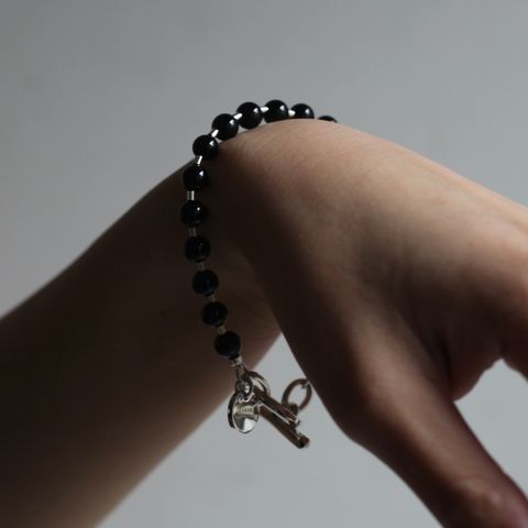 【お取り寄せ注文可能】Stone Ball Chain Bracelet(BLACK)