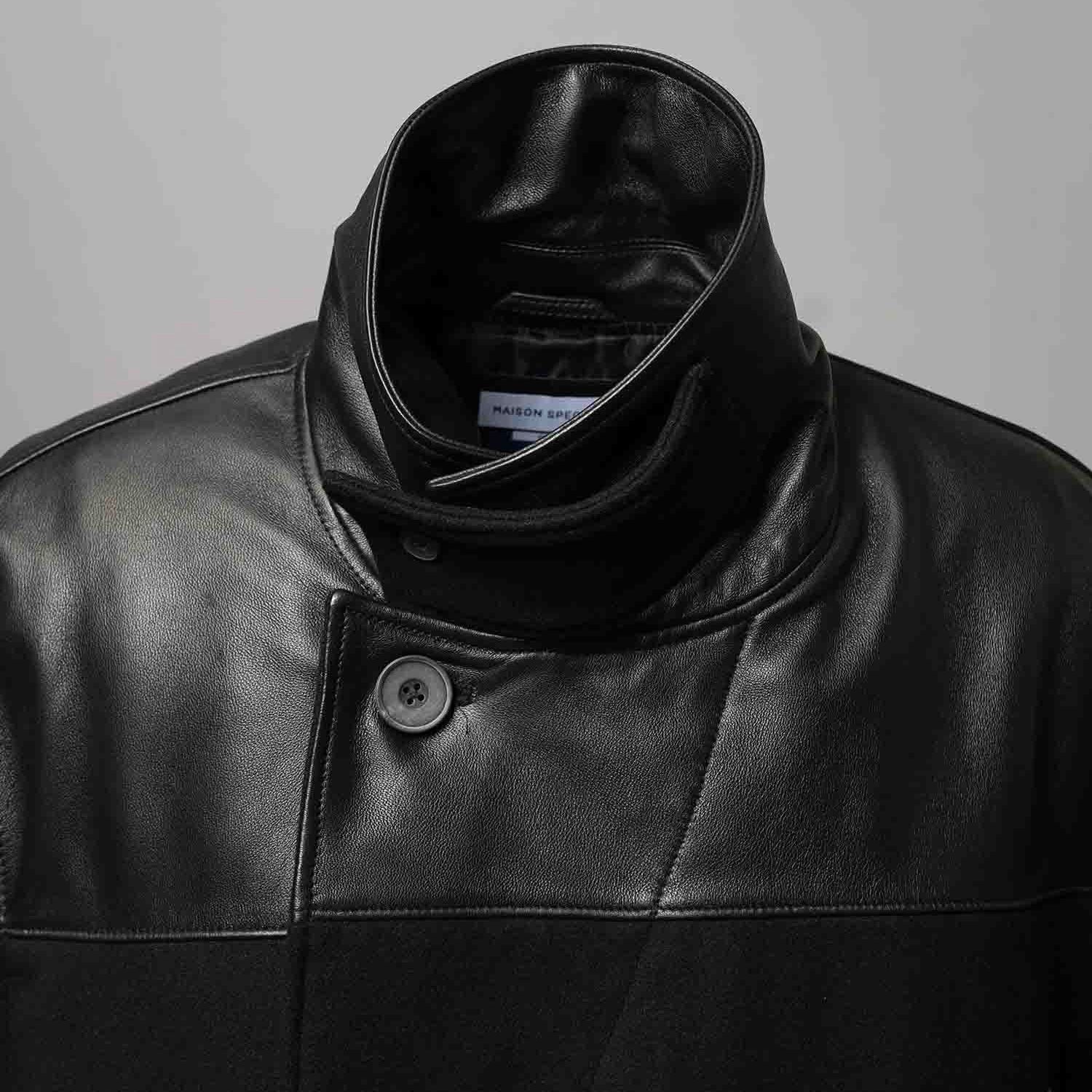 【残り一点】Sheep Leather Melton Combination Pea Coat