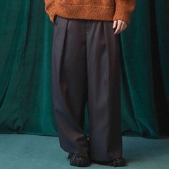 【残り一点】72/2 4Colors Chambray Wool Baggy Wide Pants